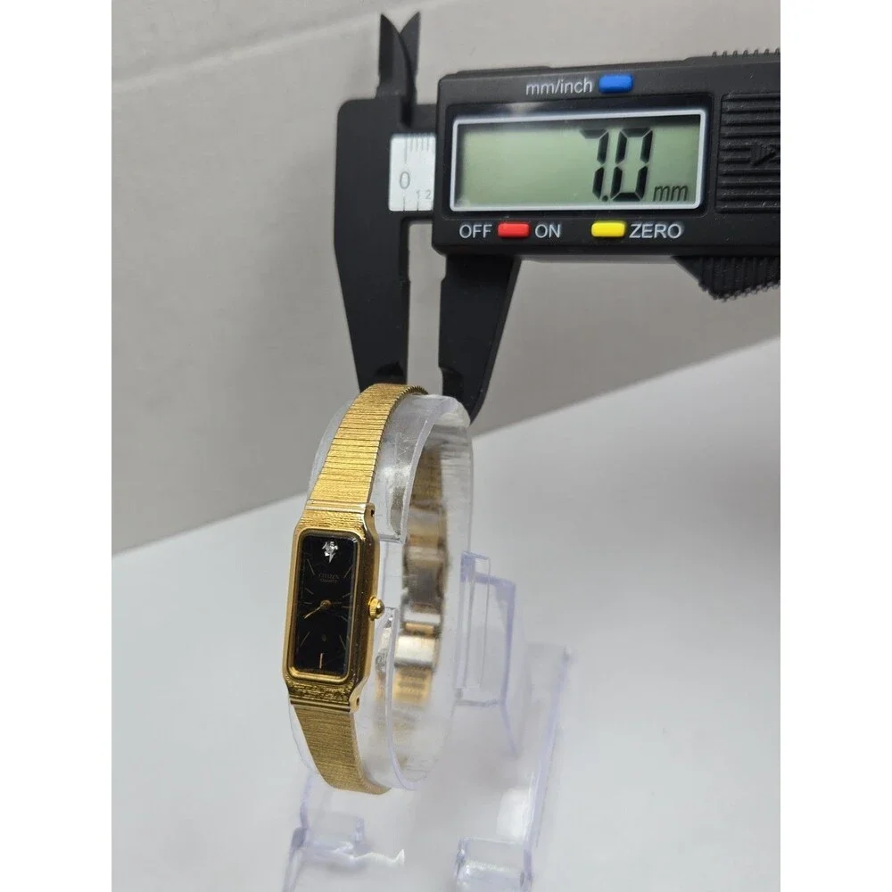 Vintage Womens Citizen Gold Plated Tank Quartz Dainty Dress Watch New Battery